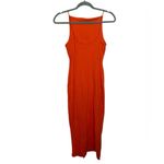 ZARA  Neon Orange Ribbed Cotton Midi Dress Photo 1
