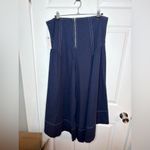 Anthropologie  Navy Linen Extended Waist Pants Wide Leg Culotte Ankle Pant 14 NWT Photo 8