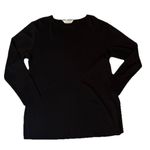 Misook Black Knit Tunic Top Black Long Sleeve Size Large Office Mature career Photo 0