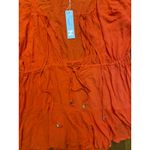 Meshki  Orange Skyla Playsuit Romper NWT Off Shoulder V-Neck‎ Tasseled Size M Photo 4