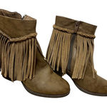 sbicca Vintage Collection Women Size 6 Brown Suede Fringe Western Ankle Boots Photo 0