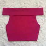Babaton Aritzia Top Sculpt Knit Off-Shoulder Ribbed Cropped Pink Sz M Photo 2