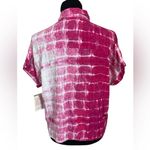 LuLaRoe Amy Pink and White Tie Dye Short Sleeve Button-Down Shirt Photo 1