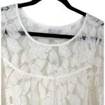 Gap NWT  Womens Sheer Floral Lace Short Sleeve Blouse Top Ivory Sz Large Femini e Photo 5
