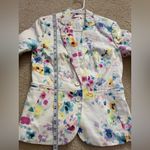 Women’s White tie dye colorful cropped blazer in size small Photo 9