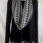kim rogers  black and white snowflake reversible removable scarf sweater large Photo 0