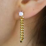 Boutique Gold Filled Chain Drop Earrings with Diamond‎ Simulate Dangle Statement Jewelry Photo 5