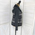 Jack by BB Dakota Jack BB Dakota Striped Colorblock Cropped Removable Hood Pea Coat Gray Small Photo 3