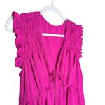 SheIn  Curve Sleeveless Tie Front Ruffle Hem Mini Dress Size 0XL Boho Summer Pink Photo 1