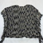 Chico's  Fringe Poncho Sweater Knit Striped‎ Black Beige S/M Photo 8
