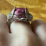 Norwegian Thulite Garnet Sterling Silver Cocktail Ring Size 6.75 Photo 1