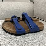 Birkenstock  Birki's Madura Blue‎ Patent Leather Two Strap Velcro Sandal Photo 5
