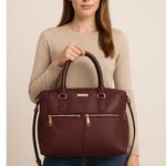 Nine West 15" x 9" x 4" Burgundy Tote Bag With Dual Handles & Adjustable Strap Photo 0
