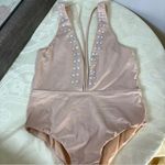 REEF  kaleidoscope nude plunge front strappy swimsuit with pearl accents Photo 2