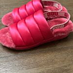 UGG ‎ Women's Pink Puff Yeah Wedge Sandals Sheepskin fur lined Size 8 Photo 1