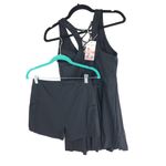 Halara Cloudful Air V Neck Crisscross Lace Up 2-Piece Pocket Mini Dress Black XL Photo 6