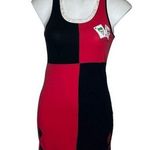 DC Comics HARLEY QUINN Red Black Body con Stretch Tank Dress Size Small Photo 0