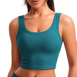 CRZ Yoga $32 New  Ribbed Longline Sports Bra w Pads - Medium - Teal Photo 0