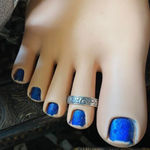 Moon & Stars Thick Wide Band Toe Ring Silver Photo 0