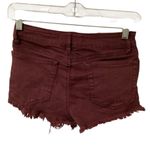 PacSun BULLHEAD Denim Co Women’s Burgundy Distressed Jean Shorts Pockets Stretch Red Size 25 Photo 1