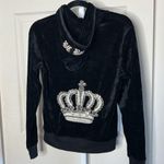 BCBGMAXAZRIA  Velour Velvet Crown print sequins y2k hoodie size medium Photo 4