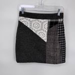 Desigual  Mixed Media Grunge Mini Skirt Womens 36 Black Gray Wool Blend Lined Photo 5