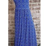 SO  Maxi Dress Girls Sz M Blue White Floral Sleeveless Strappy Front Side Slits Photo 4