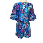 Aryeh  Tropical Fish Shorts Romper Ruffle Sleeve Beachy Vacation Cruise Size S Photo 2