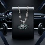 NFL Philadelphia Eagles Necklace Pendant Cuban Chain Link Football Jewelry Photo 1