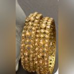 Pale gold tone polki style Indian bangles size 2.6 Photo 1