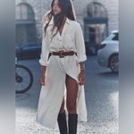 ZARA  Belted Crepe Midi Shirtdress Dress White Size L 2252/542 Photo 2