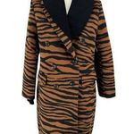 NWT Dolce Cabo Double Breasted Coat with Removable Knit Collar Brown Zebra Small Photo 0