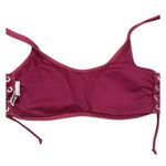California Waves Wine Lace Up Back Hook Bikini Top Beach Swim Juniors size XL Photo 3