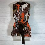 Cato Vintage Y2K 90s Tank Top M Babydoll Empire Waist Ruffle Paisley Orange READ Photo 5