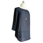Atmosphere Flowy Black 3/4 Sleeve Blouse with Geometric Necklace Size 4 Small Photo 3