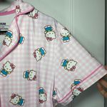 Hello Kitty | Checkered  Print Button Down Pajama Top Medium Photo 5