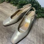 Salvatore Ferragamo pearl-colored slingback mirrored block heel Ladies Sz 7 Photo 6