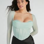 Sage Windsor Sultry Swoon Satin Mesh Corset  green XS‎ Photo 2