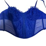 Primark Women Bustier 32D Blue Lace Underwire Corset Top Coquette PinUp Romantic Photo 6
