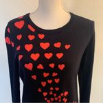 Talbots Floating Hearts Bicycle Navy Crew Neck Knit Sweater Size M Photo 2