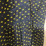 Eshakti  Fit n Flare Black Dress Size 0 XS yellow crown print high waist office Photo 5