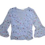 Ganni Serenity Blue Dainty Floral Georgette Wrap Top Blouse US S Photo 1