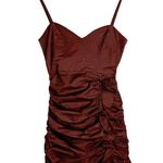 ZARA NWT  Brown Ruched Ruffle Mini Dress Sz XS Photo 2