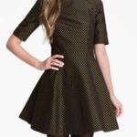 Ted Baker Size 0 XS Nelli Jacquard Skater Gold Black Polka Dot Dress Photo 7