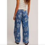 Free People  Good Luck Printed Barrel Jeans in Laser Daisy Photo 1