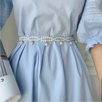 Double Layer Faux Pearl Chain Elegant Dress Girdle Trendy Pendant Chain Belt Dec White Photo 2