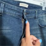 Coldwater Creek  Brown Faux Leather Side Stripe‎ Skinny Denim Blue Jeans Size 14 Photo 4