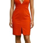 L’ Atiste Bright Orange Red Plunging Neckline Dress Size Medium Photo 0
