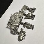 Signed JJ Noah's Ark Pewter Tone Brooch Pin Jonette Jewelry Dangling Charms Silver Photo 1