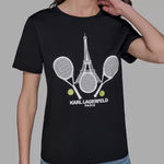 Karl Lagerfeld  PARIS Tennis Racquet Crewneck Tee size small Photo 0
